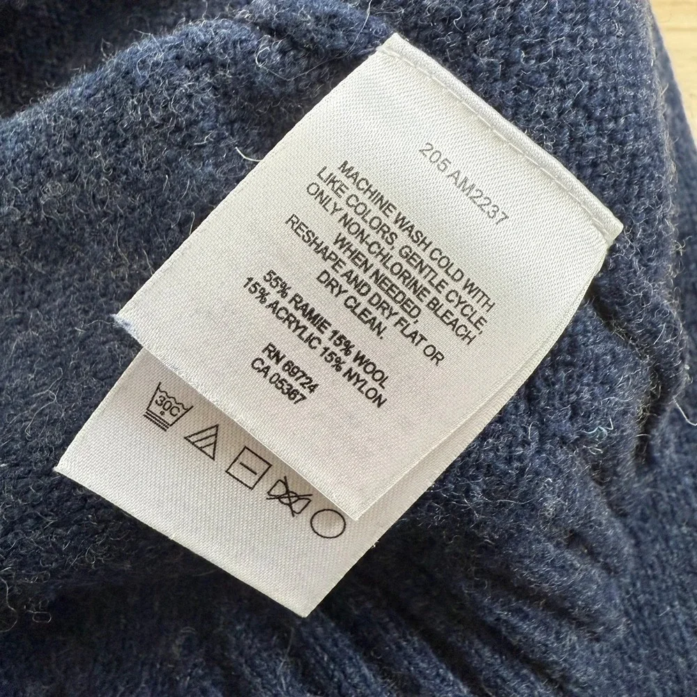 Columbia Sweater Men's Blue Wool Blend Knit Crew‎ Neck Pullover Winter Large VTG